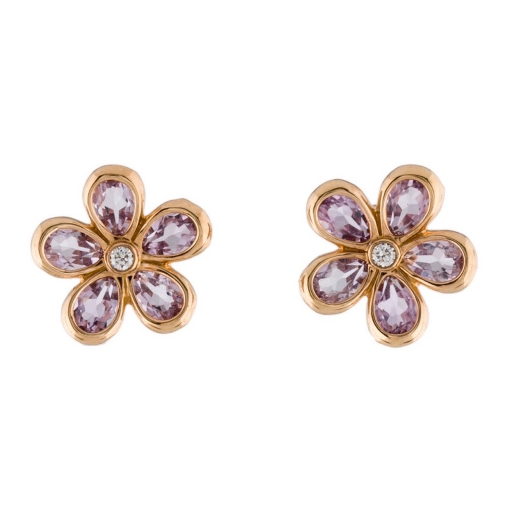 Tiffany and Co amethyst and diamond flower earrings in rose gold